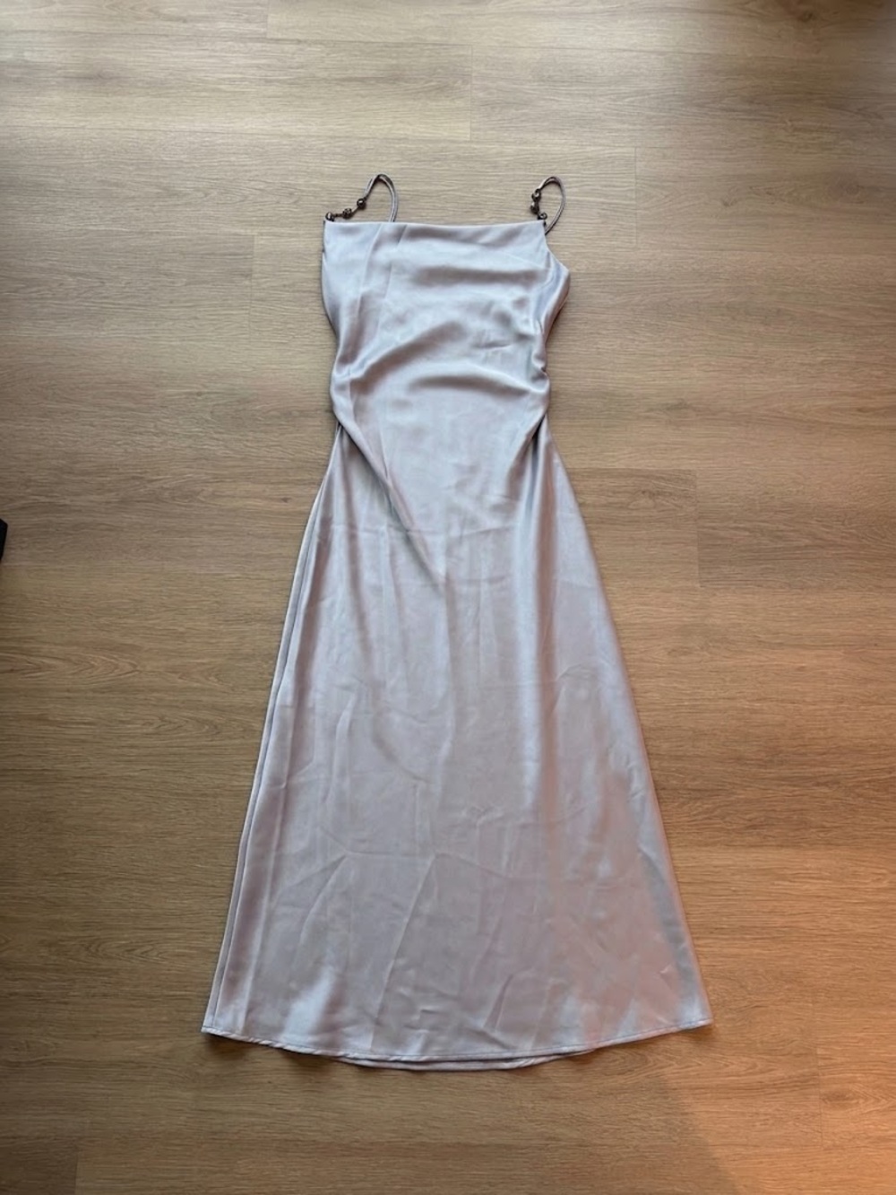 Zara Purple Silver Satin Maxi Slip Dress